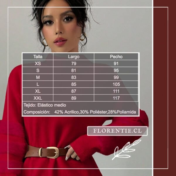 Medidas vestido lana rojo Louise