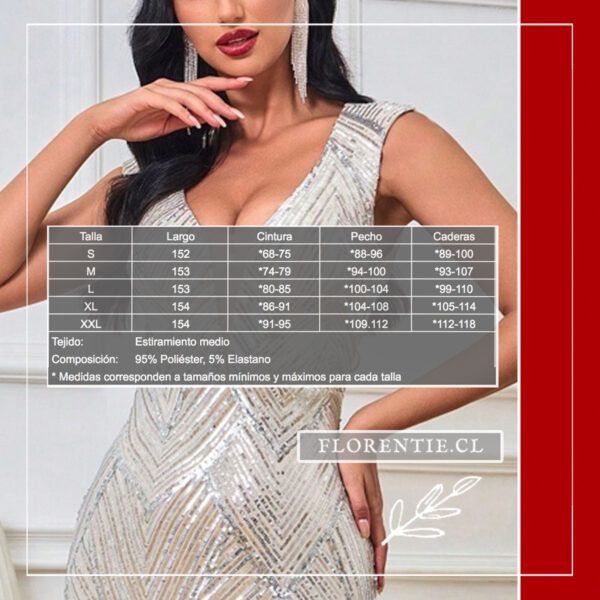 Medidas vestido plata espalda descubierta