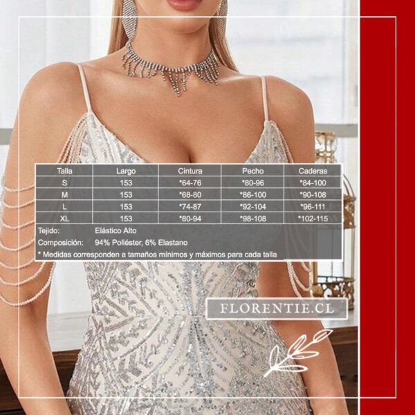 Medidas vestido plata lentejuelas Carol
