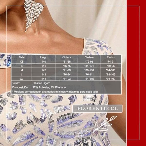 Medidas vestido plata y azul