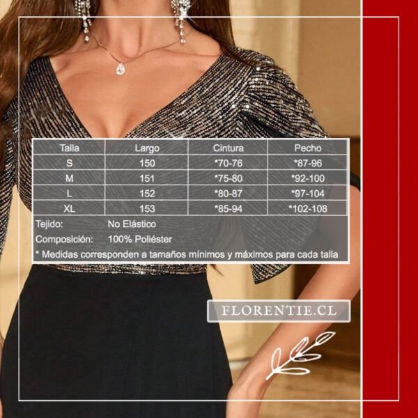Medidas vestido plata y negro