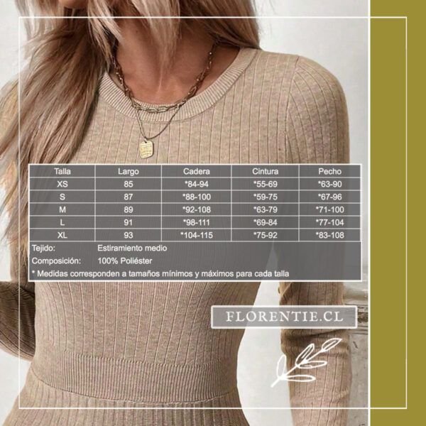 Medidas vestido punto beige Flavia