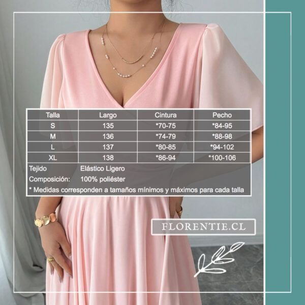Medidas vestido rosado gasa