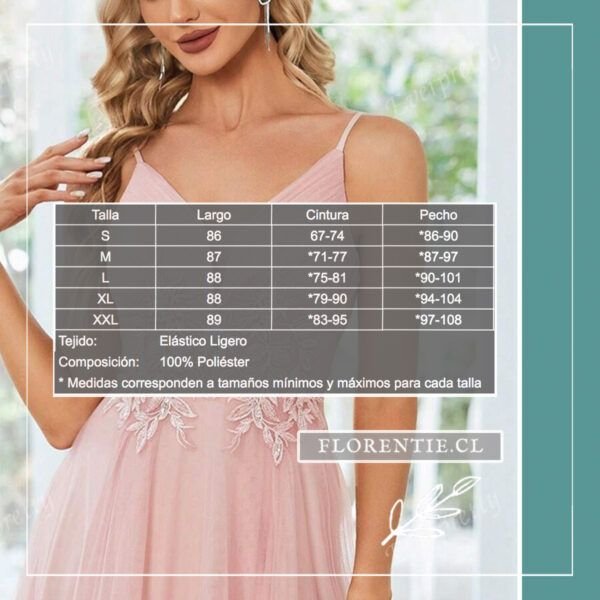 Medidas vestido rosado pálido