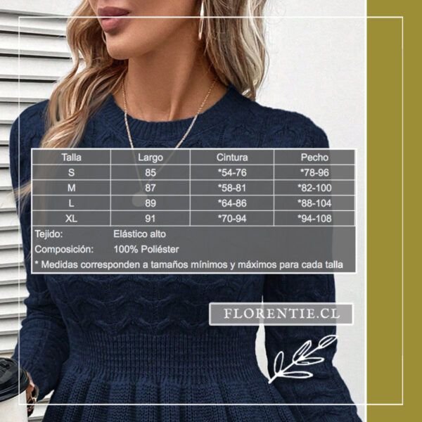 Medidas vestido suéter azul Eloise