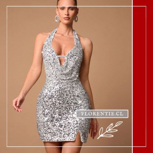 Mini vestido plateado