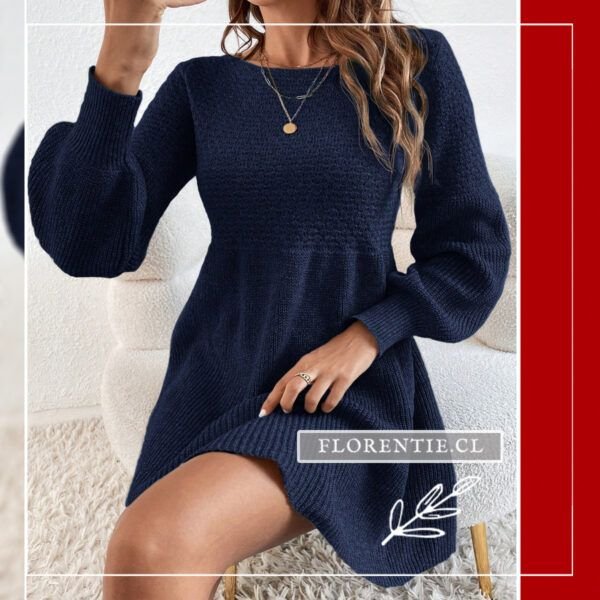 Outfit vestido lana azul