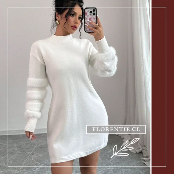 Outfit vestido suéter blanco