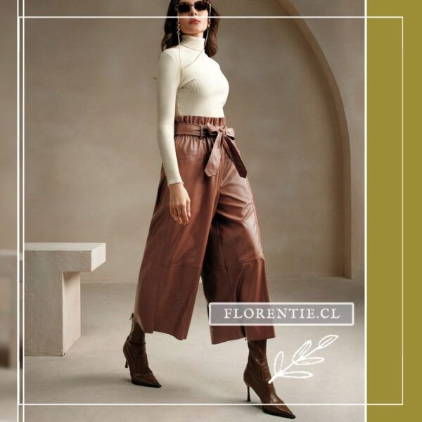 Pantalón palazzo ecocuero mujer