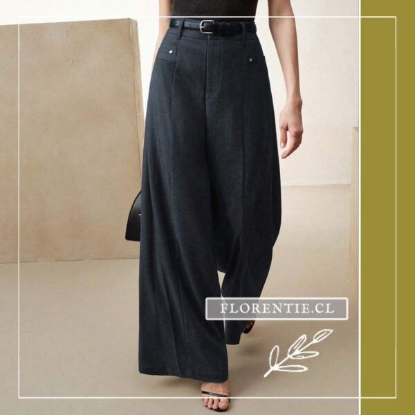 Pantalón tela gris mujer