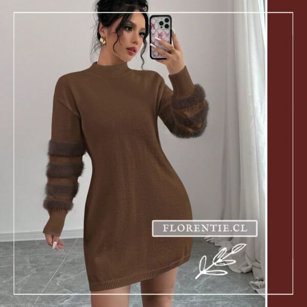Vestido café lana