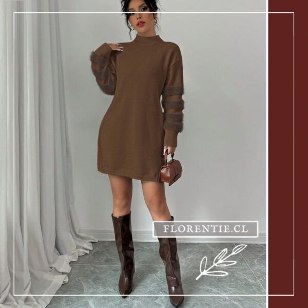 Vestido café lana mujer