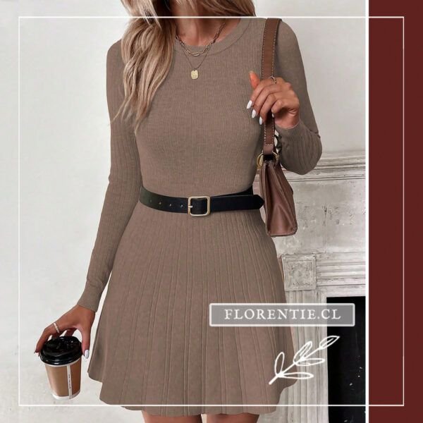 Vestido café punto mujer
