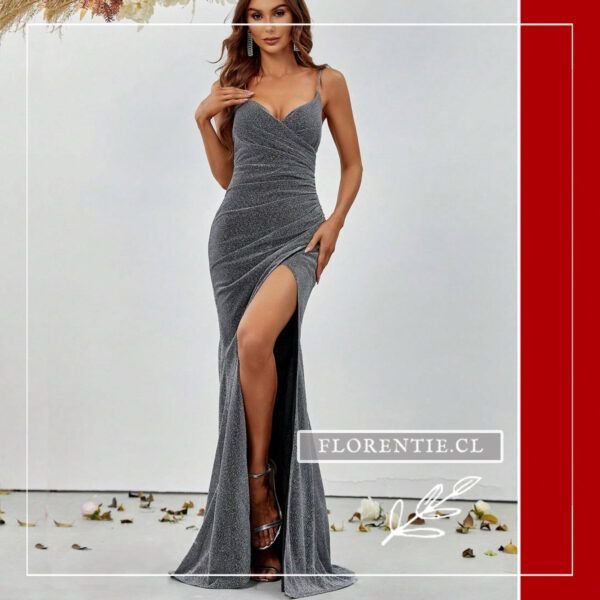 Vestido color gris plata elegante