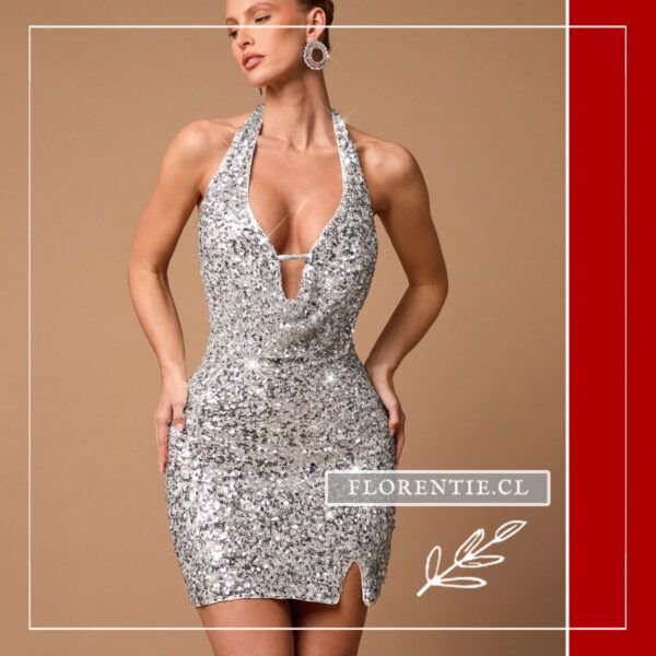 Vestido color plata mini
