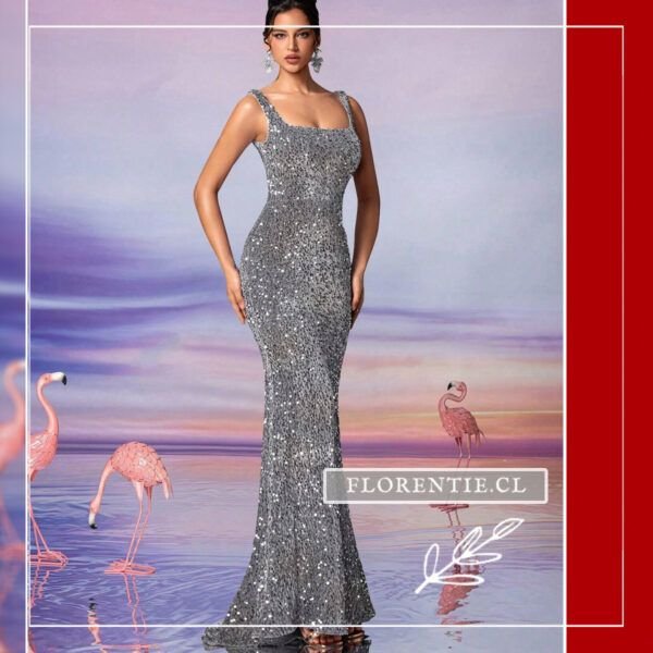 Vestido color plata oscuro