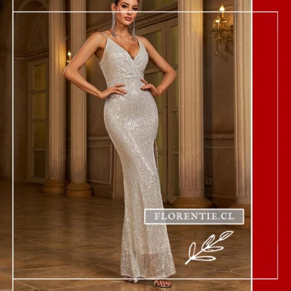 Vestido color plata sin mangas