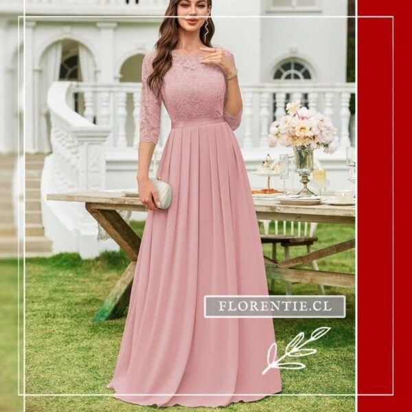Vestido de dama de honor color rosado