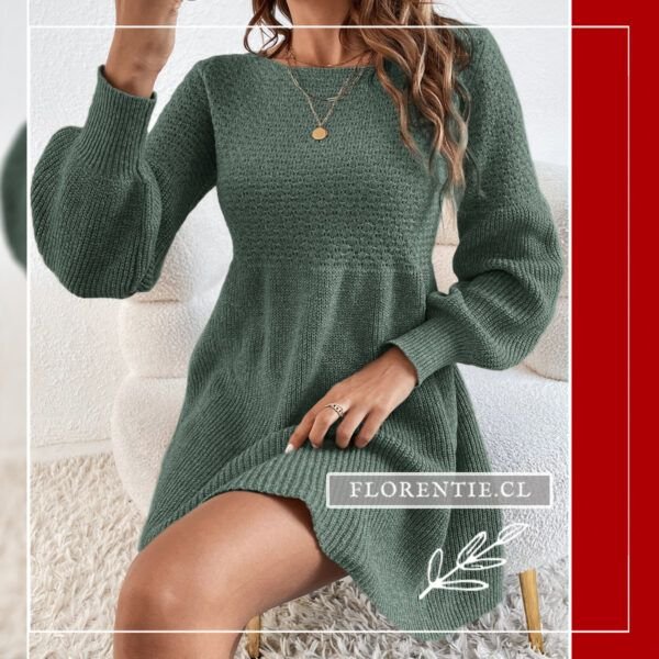 Vestido de lana corto verde