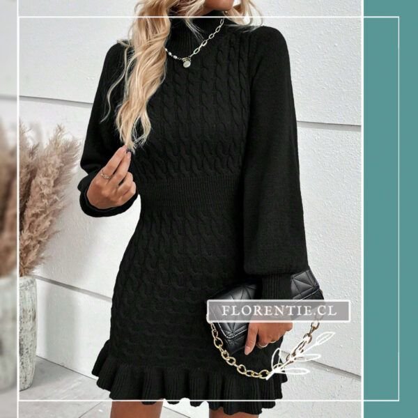 Vestido de lana mujer negro
