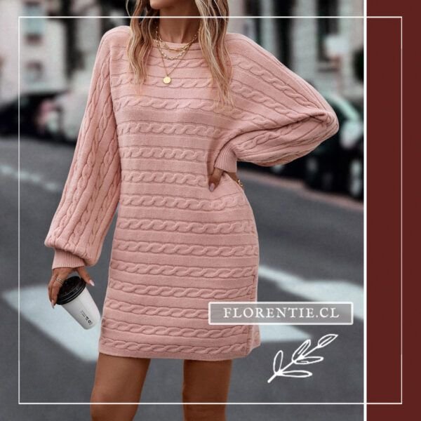 Vestido de lana rosado mujer