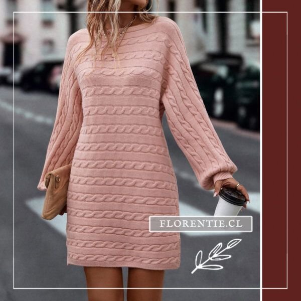 Vestido de mujer rosado lana