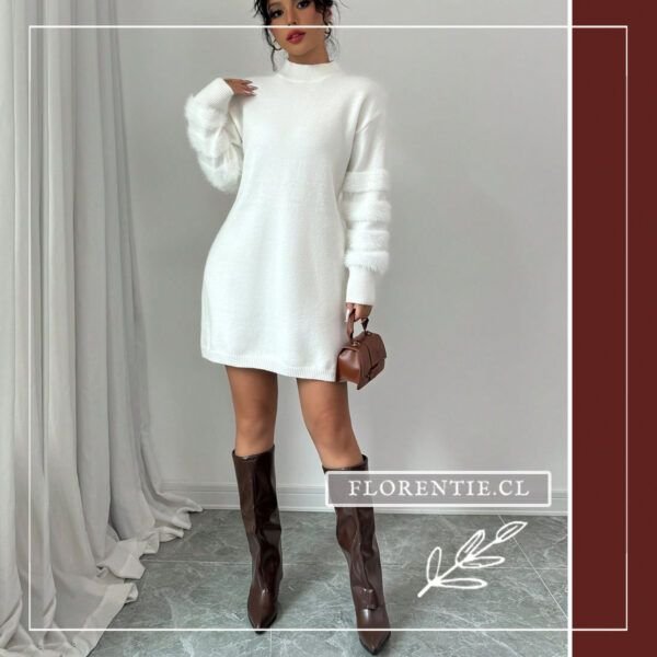 Vestido de suéter blanco