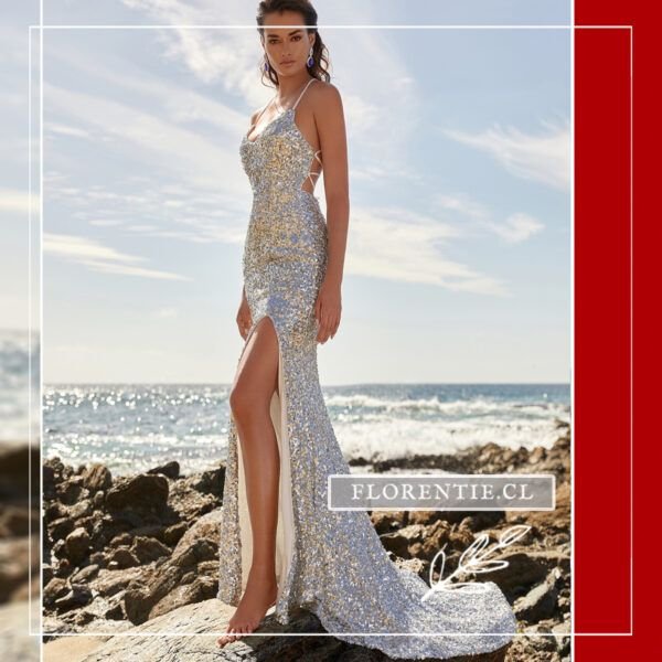 Vestido fiesta plateado
