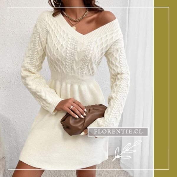 Vestido lana blanco mujer