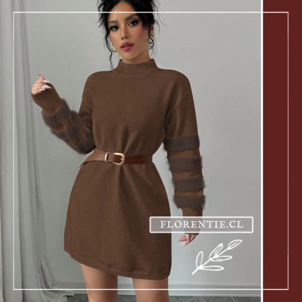 Vestido lana café mujer