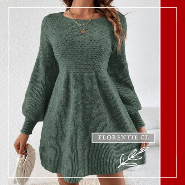 Vestido lana corto verde