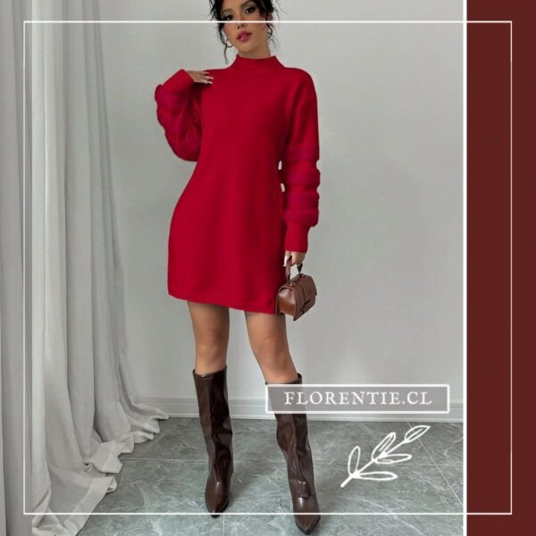Vestido lana rojo mujer