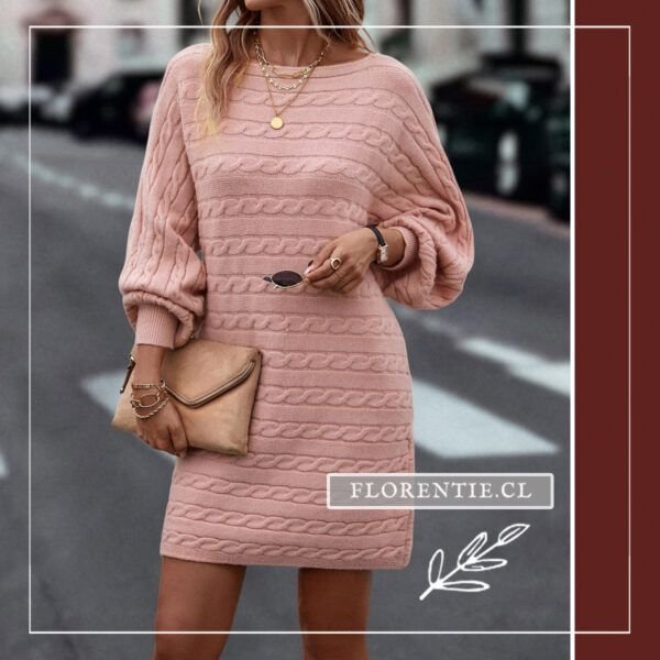 Vestido lana rosado