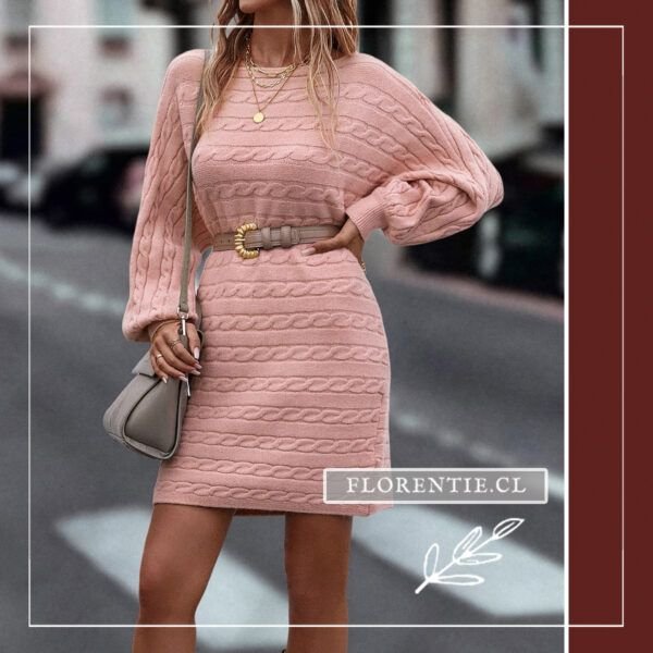 Vestido lana rosado mujer