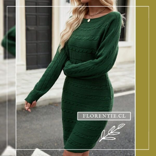 Vestido lana verde mujer