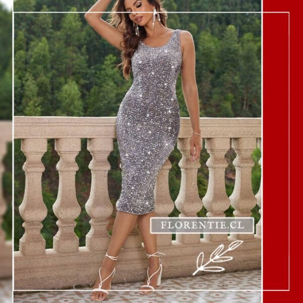 Vestido metalizado plata sencillo
