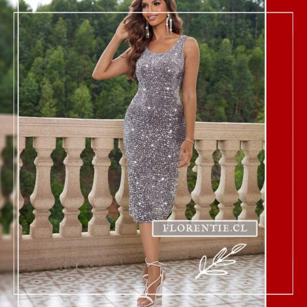 Vestido metalizado plateado sencillo
