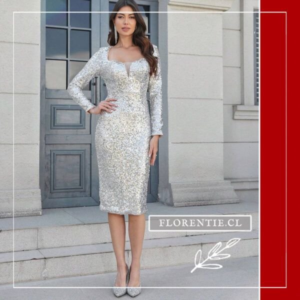 Vestido midi plateado