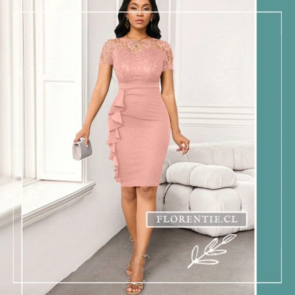 Vestido midi rosa palo
