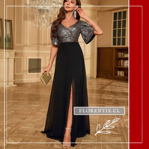 Vestido negro y plata