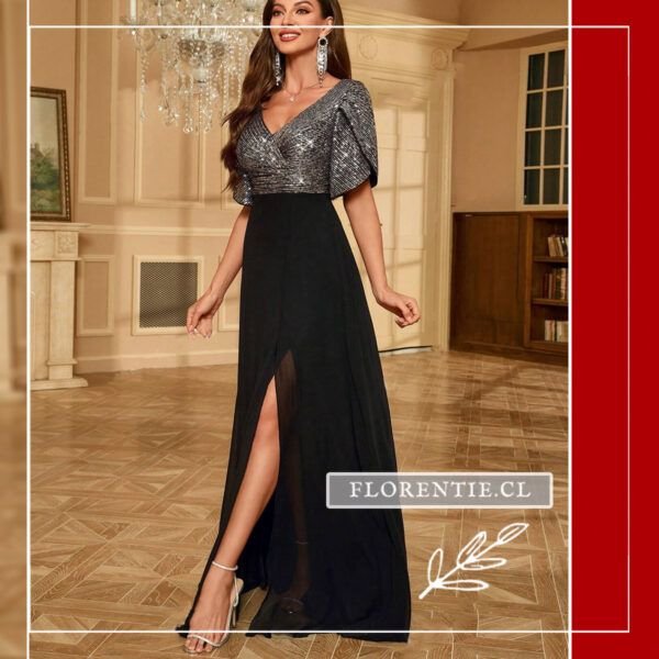 Vestido plata con negro