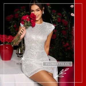 Vestido plata corto