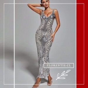 Vestido plata elegante