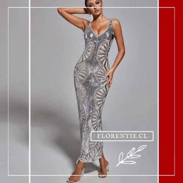 Vestido plata elegante