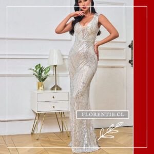 Vestido plata espalda descubierta