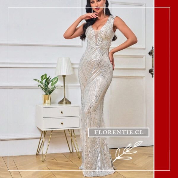 Vestido plata espalda descubierta
