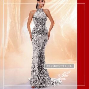 Vestido plata largo