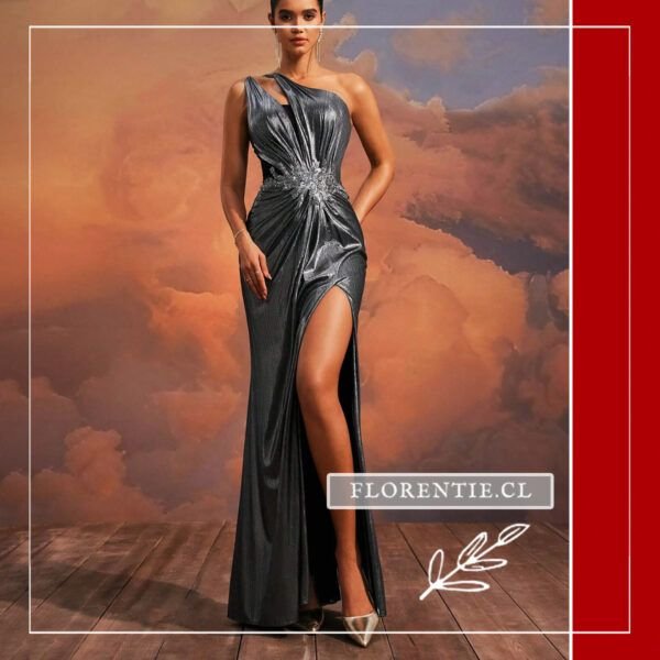 Vestido plata metalizado gala
