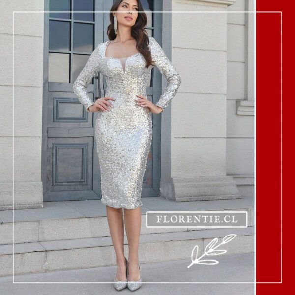 Vestido plata midi