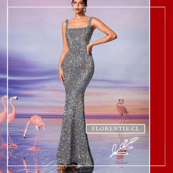 Vestido plata oscuro mujer